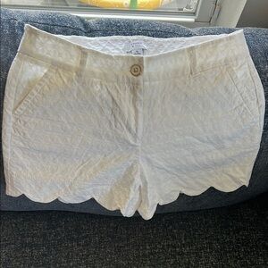 Crown & Ivy High Waist White Scalloped Shorts